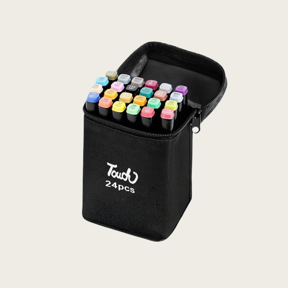 24 ColorPainting Markers Oil-based Set Fine & Bold 2 Types Painting Tool